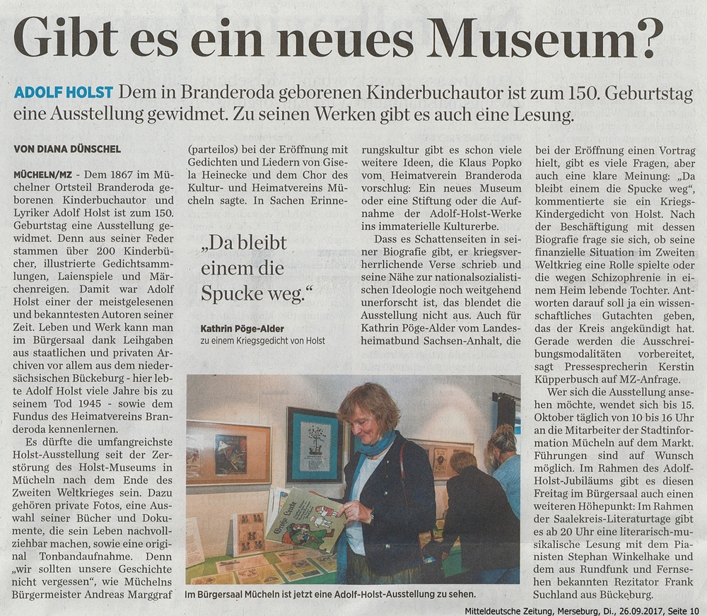 Adolf Holst - Gibt es ein neues Museum?